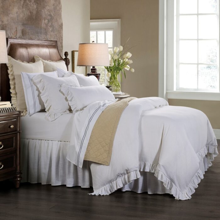 HiEnd Accents Lily Washed Linen Gathered Bed Skirt - Image 2