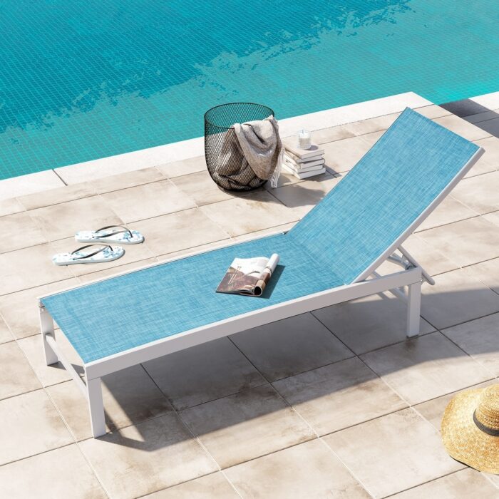 Outdoor Pool Lounger Aluminum All-weather Adjustable Chaise Lounge Chair - See Picture