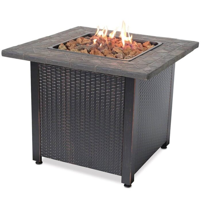 Endless Summer 30,000 BTU LP Gas Outdoor Firepit with Tile Mantel and Lava Rock - Brown