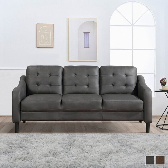 Reagan Polished Microfiber Living Room Sofa - Image 2