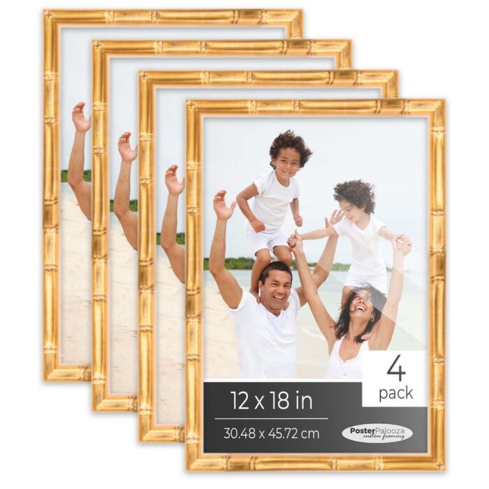 8x10 Gold Bamboo Picture Frame Set Pack of 4 8x10 Wood Picture Frames for Gallery Wall 4 8x10 Gold Bamboo Frames