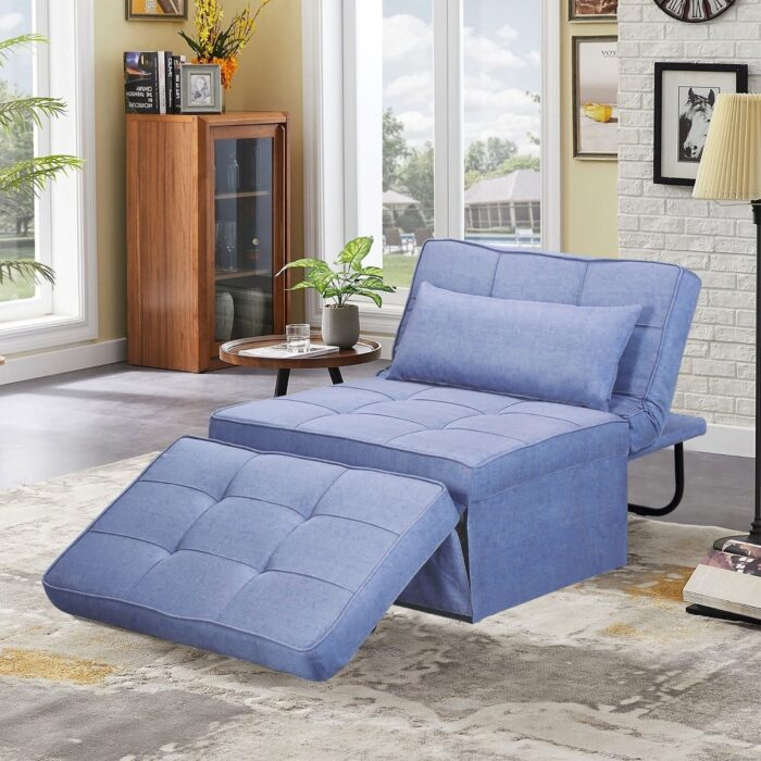 Convertible Futon Sofa Bed Sleeper Sofa Chair Couch Folding Ottoman Back Adjustable for Living Room - Image 2