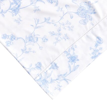 Printed Design Cotton Collection 400TC Hemstitch Light Blue Garden Bouquet Sheet Set and Pillowcases - Image 2
