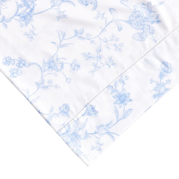Printed Design Cotton Collection 400TC Hemstitch Light Blue Garden Bouquet Sheet Set and Pillowcases - Image 2
