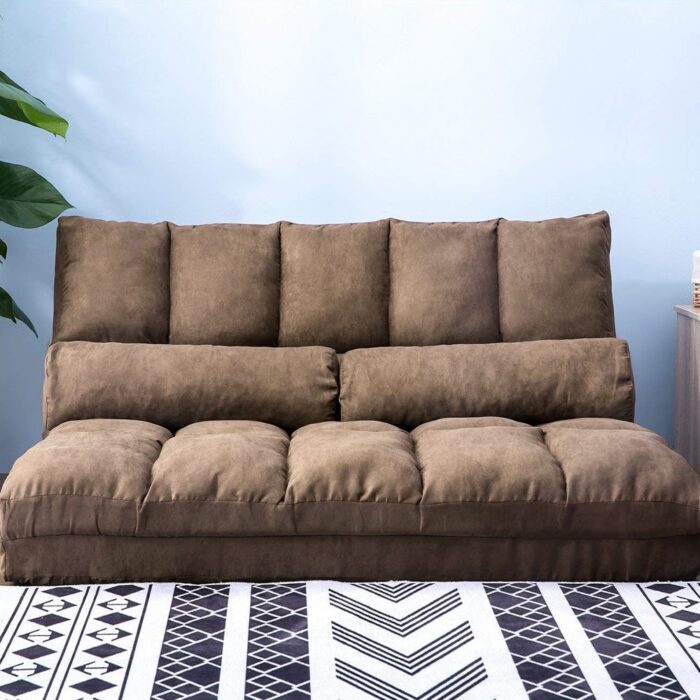 Double Chaise Lounge Floor Lazy Couch with Two Pillows - Image 2