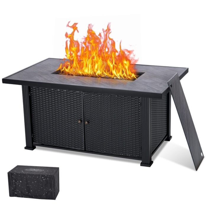 Propane Fire Pit Table 57 x 22 Inch 50000BTU with Cover & Rain Cover