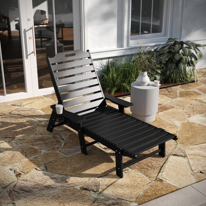 Outdoor Adjustable Lounge Chair with Cupholder - Image 2