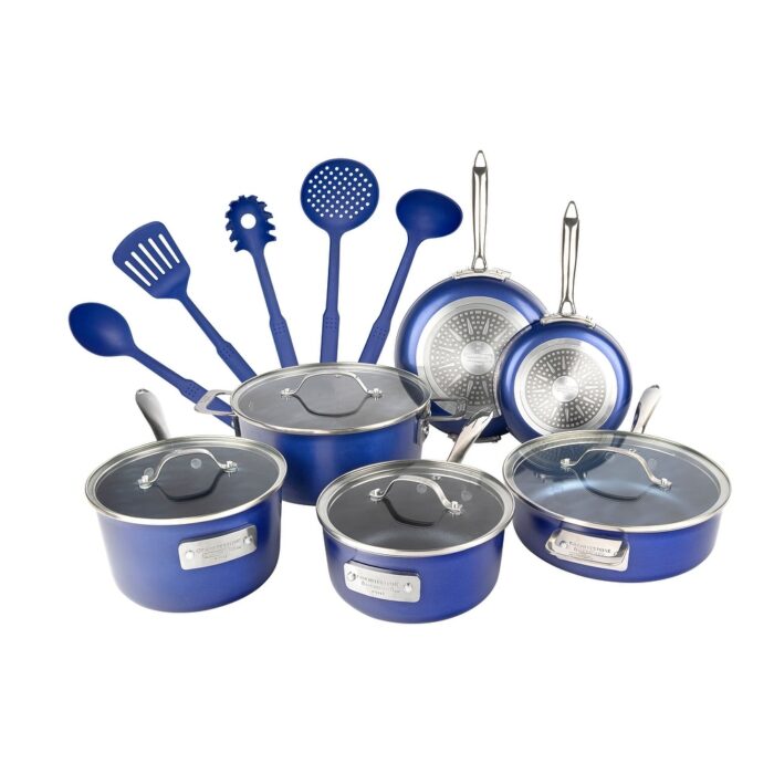 Granitestone Blue 15 Piece Stackmaster Nonstick Cookware Set with Glass Lids - Image 2