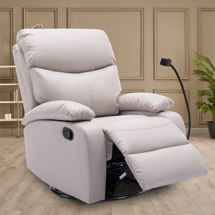 Yingj Wide Manual Standard Rocking Recliner with Faux Leather Thick Armrests
