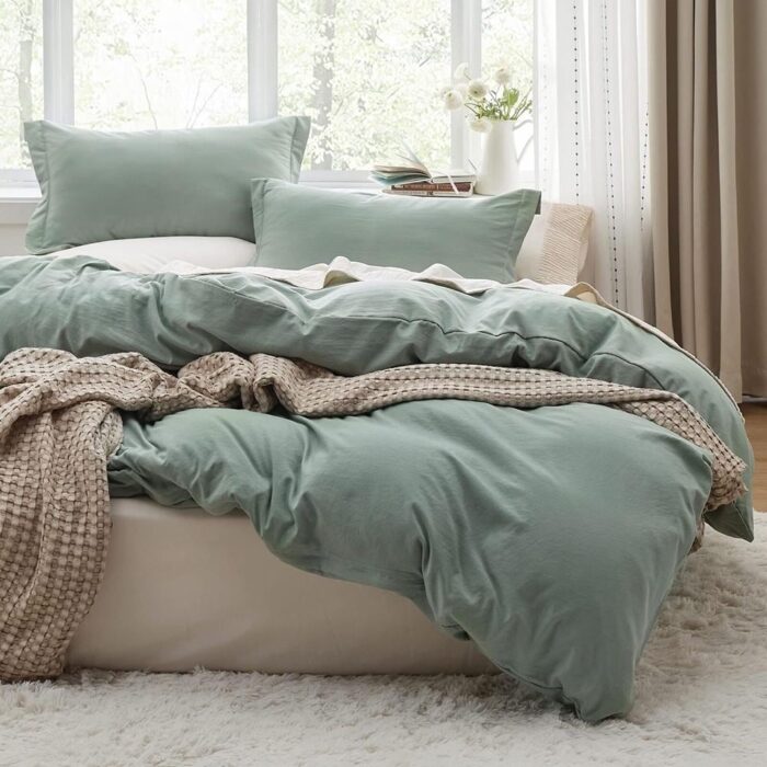 3pc Cal King Duvet Cover Set Soft Sage Green
