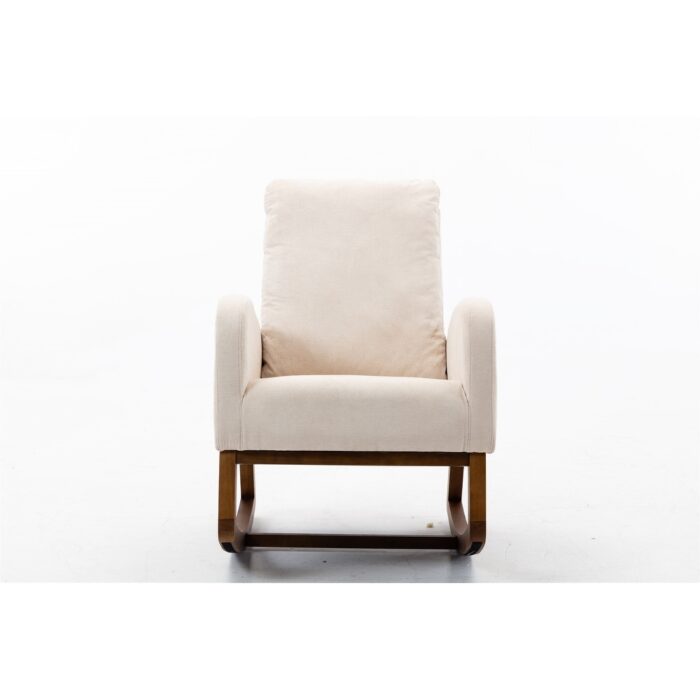 Rocking Chair High-Back Accent Chair with Pocket, Cream