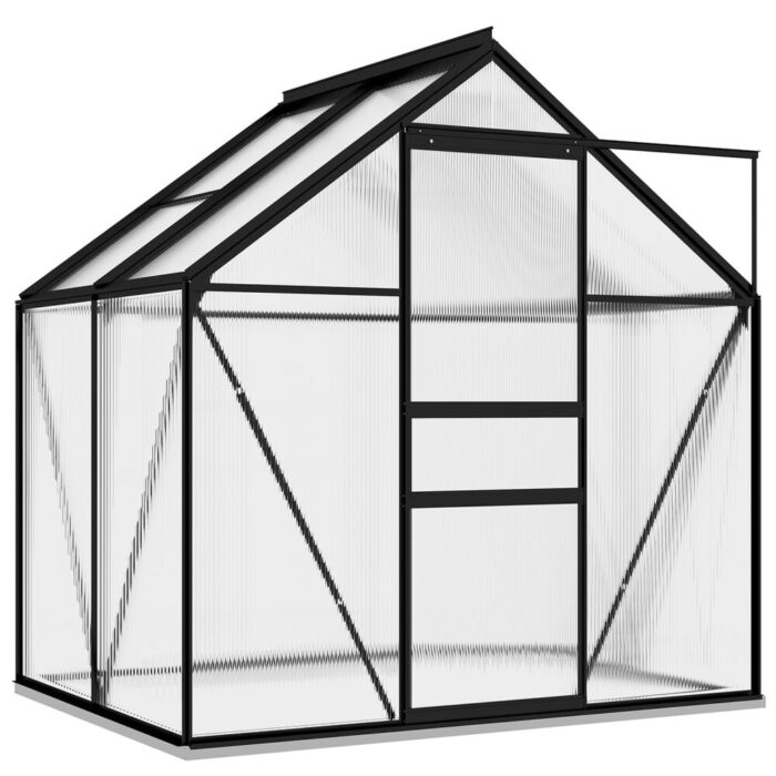 vidaXL Greenhouse Anthracite Aluminum 26.6 ftÂ² - Image 2