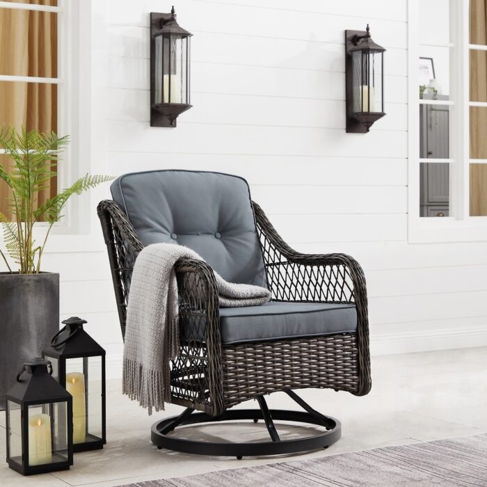 Corvus Vasconia Resin Wicker Outdoor Swivel Lounge Chair - Image 2