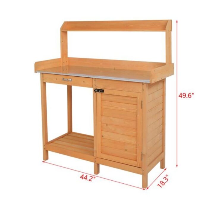 Garden Workbench With Drawers And Cabinets - 44.1 x 18.1 x 49.2 - Image 2