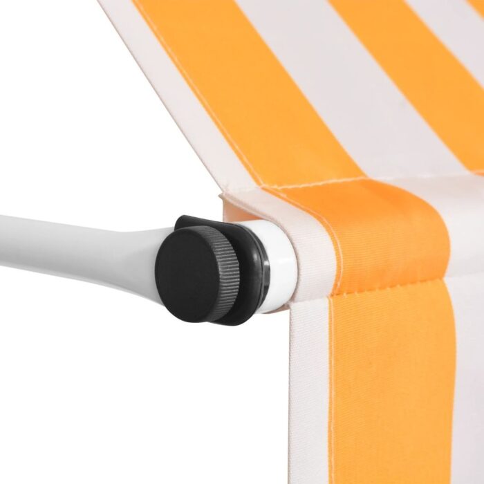 vidaXL Manual Retractable Awning 137.8" Orange and White Stripes - Image 2