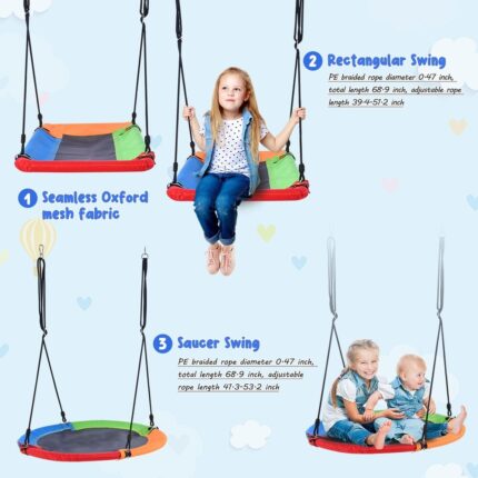 5 in 1 Outdoor Toddler Swing Set for Backyard, Playground Swing Sets with Steel Frame, Multifunction Playsets - Image 2