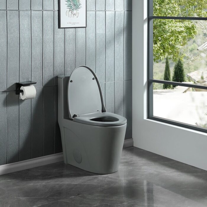 15 5/8 Inch One-piece 1.1/1.6 GPF Dual Flush Elongated Toilet with Soft-Close Seat - Image 2