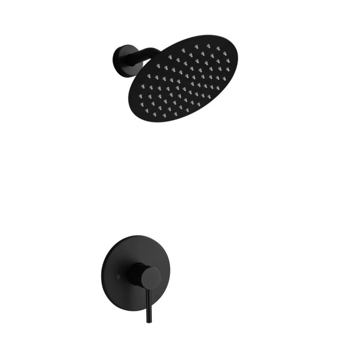 Wall Mounted Shower Faucet With Rough-in Valve Modern Complete Shower System Rainfall 7.87 Inch Round Shower Head Tirm Kit Set