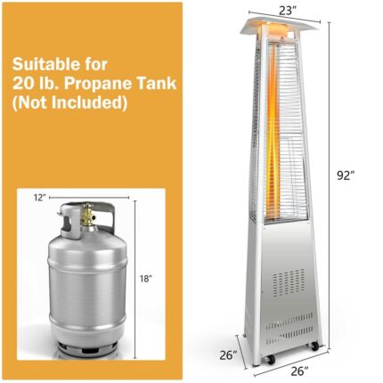 Gymax 42,000 BTU Stainless Steel Pyramid Patio Heater Glass Tube Flame - See Details - Image 2