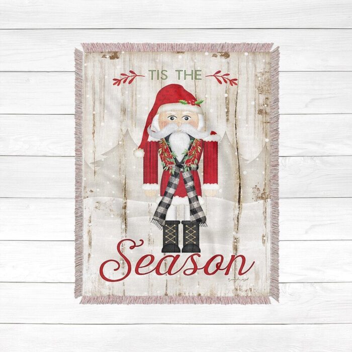 Laural Home Nutcracker Christmas Woven Throw with Fringe Edge