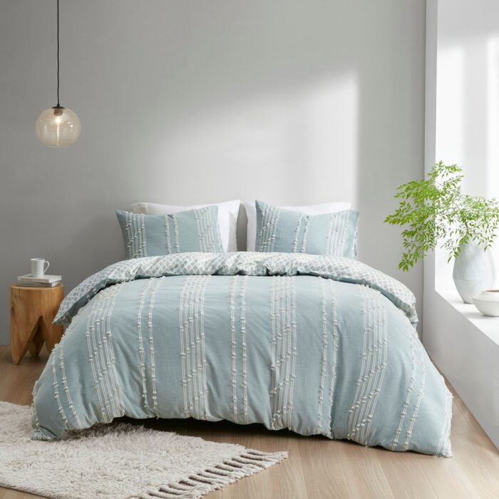 INK+IVY Kara 3 Piece Cotton Jacquard Duvet Cover Set (Insert excluded) - Image 2