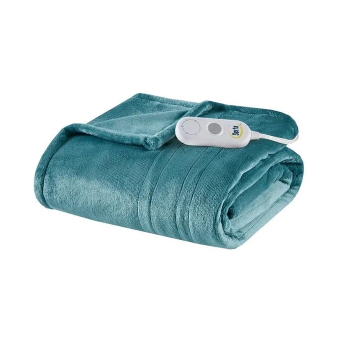 50" x 60" Heated Throw Electric Blanket Teal - Image 2