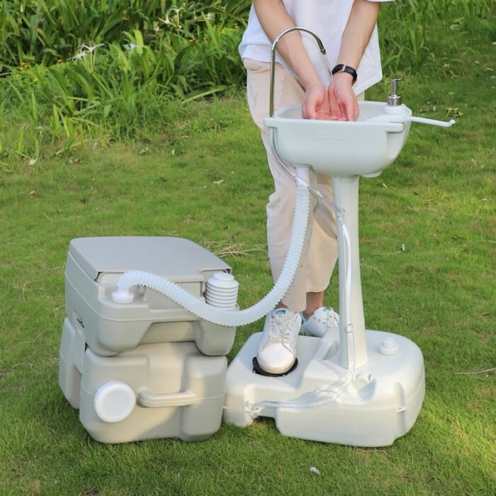 Portable Removable Outdoor Handwash Sink Station with Toilet Set