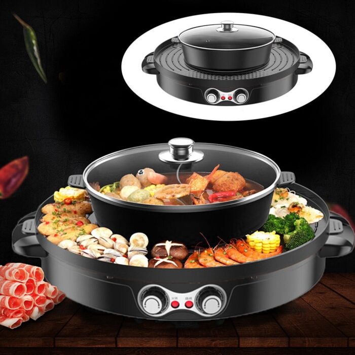 Electric Smokeless BBQ Hot Pot Grill Combo 2200 W