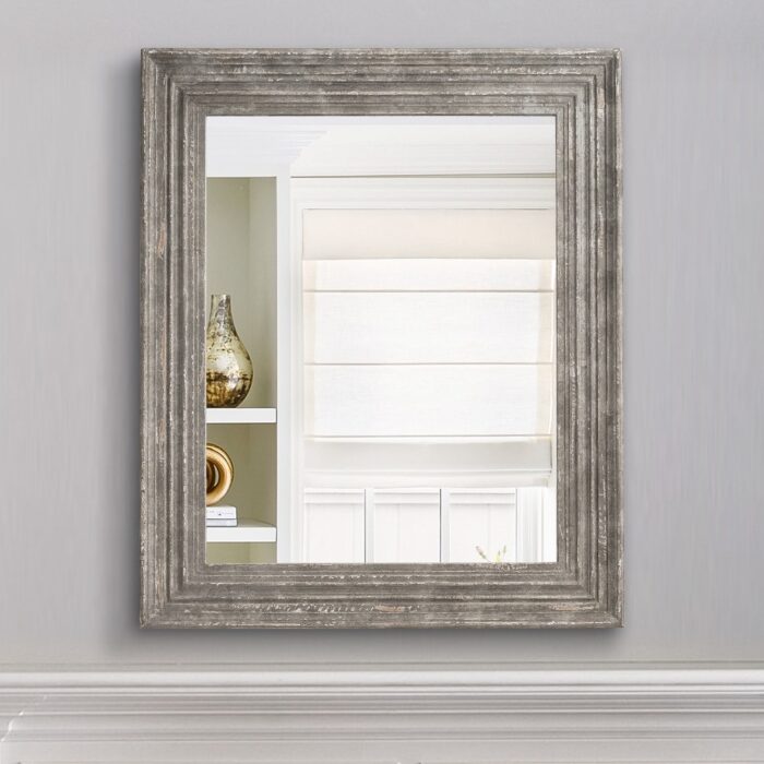 35" Farmhouse Rectangular Wood Framed Wall Mirror - 35" H x 21.9" W