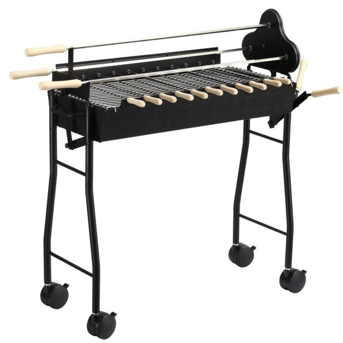 Portable Charcoal BBQ Grills Adjustable Height Cooking Rotisserie - Image 2