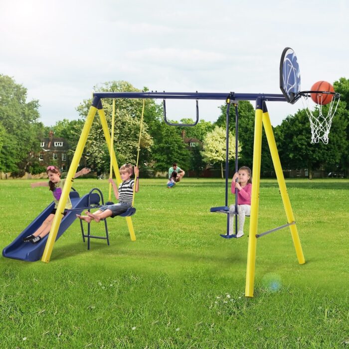 5 in 1 Outdoor Tolddler Swing Set for Backyard, Playground Swing Sets - Image 2
