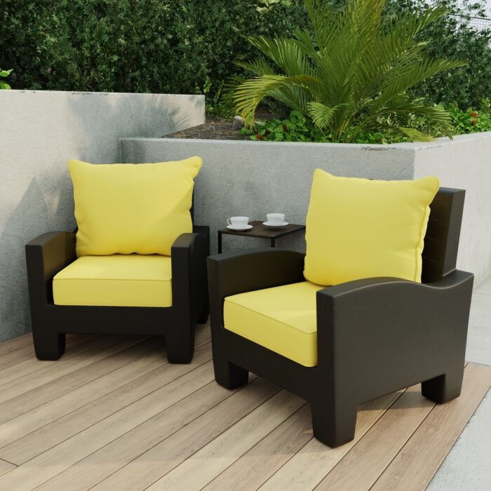 24" x 47" Yellow Solid Outdoor Deep Seat Chair Cushion Set - 46.5'' L x 24'' W x 6'' H