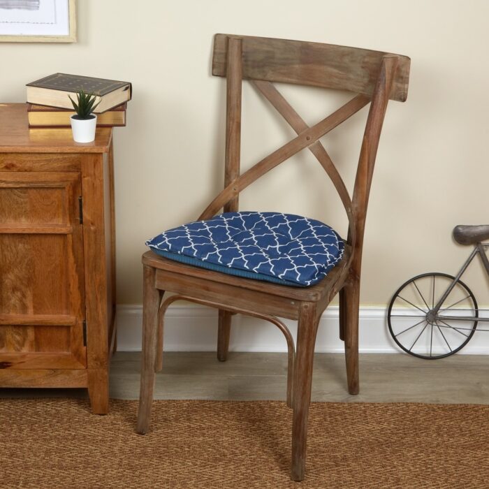 Klear Vu Trellis Tufted Non-Slip Geometric Dining Chair Cushion Set