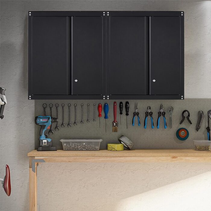 Wall Storage Cabinet Garage Wall mounted Cabinet with Shlef and Lock - Image 2