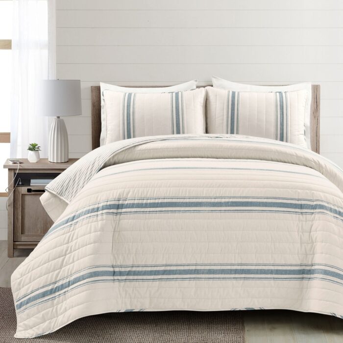 Lush Decor Farmhouse Stripe 3 Piece Quilt Set - Image 2