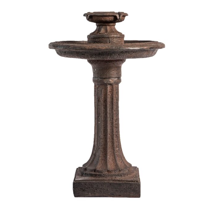 XBrand 28" Bird bath Water Fountain, 1-Tier, Outdoor, Brown Resin, Auto Shut Off Pump for Home Garden Yard Décor - Image 2