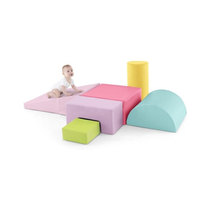 6 Pieces Foam Climbing Blocks Indoor Climb and Crawl Activity Playset with Rectangles - Multi - Image 2
