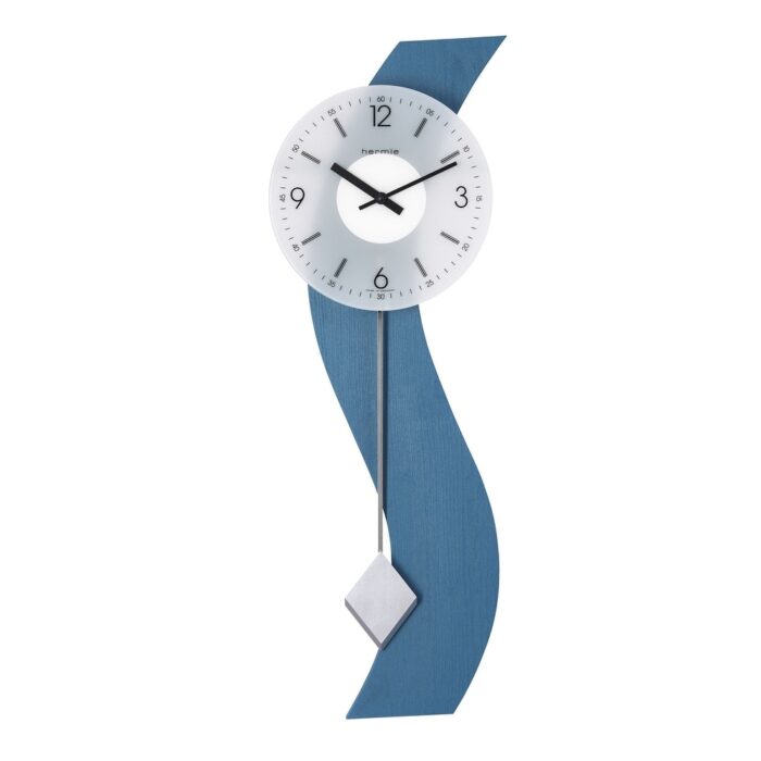 27.5" Blue and Silver Curved Pendulum Wall Clock