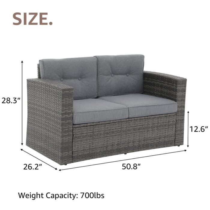 Outdoor Wicker Loveseat with Cushion - Image 2