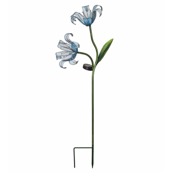 Set of 2 Blue Double Lily Solar Stakes - Image 2
