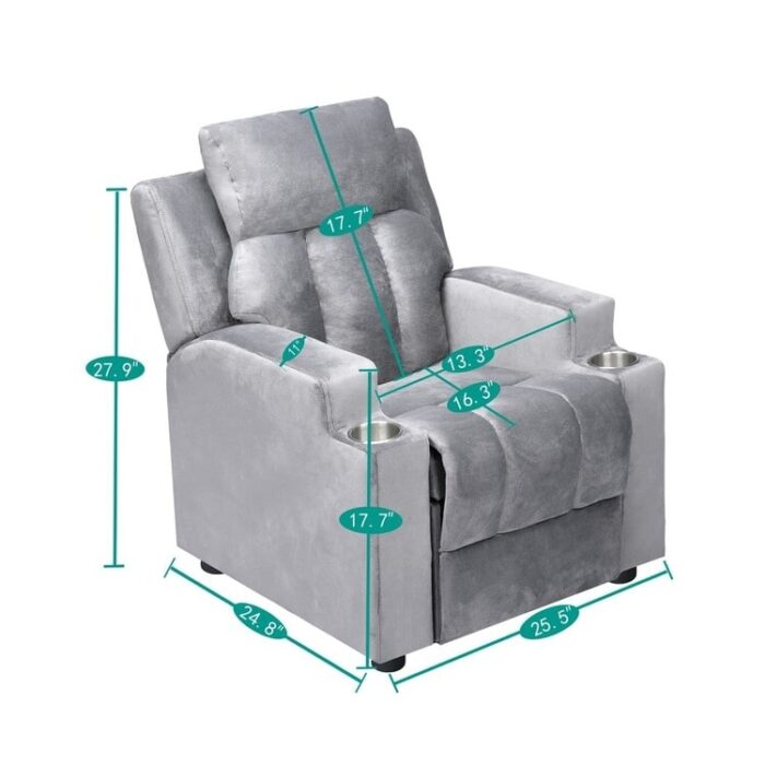Magic Seats for Superheroes & Princesses, Sally Deluxe Kids Recliner with Footrest, Headrest, 2 Cup Holders - Image 2
