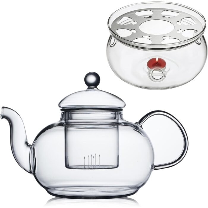 Glass Teapot Stovetop Safe,Clear Teapot with Removable Infuser
