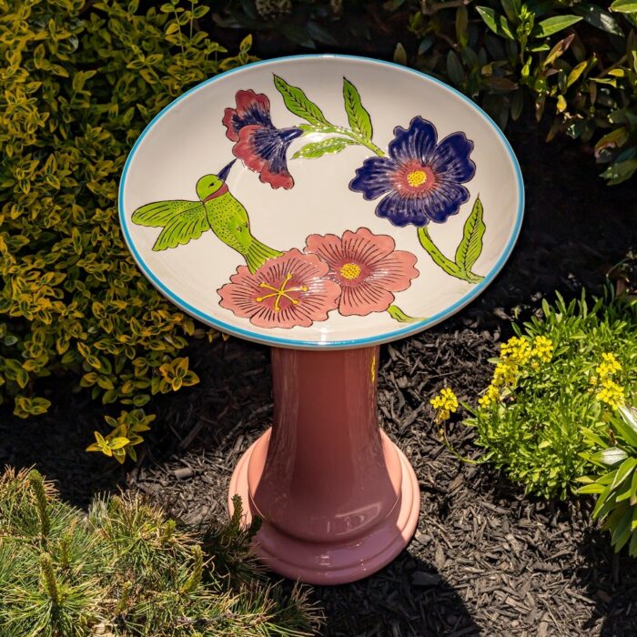 24" Tall Porcelain Pedestal birdbath - 16"x16"x24"