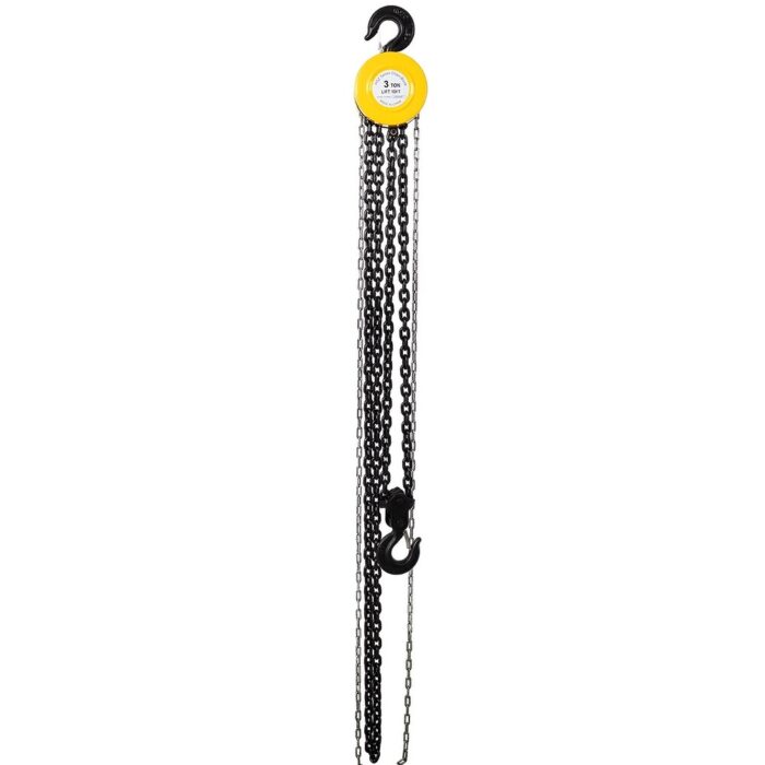 Chain hoist 5-Ton Yellow 10 ft. Steel Manual Chain Hoist Log Hook with 2 Heavy Duty Hooks
