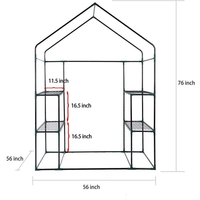 56 in. W x 56 in. D x 76 in. H Outdoor or Indoor Walk-in Steel Greenhouse - Image 2