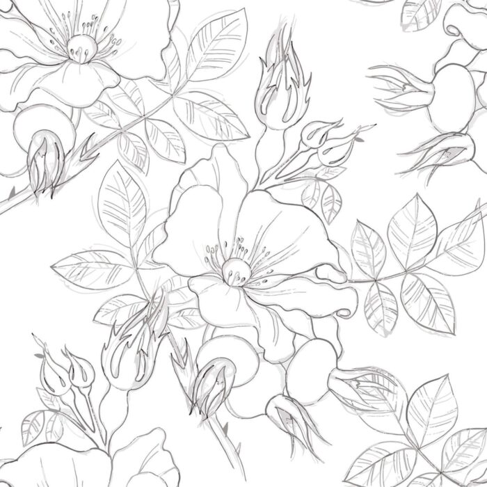 Elegant Charcoal and White Floral Peel and Stick Removable Wallpaper 2198 - Image 2