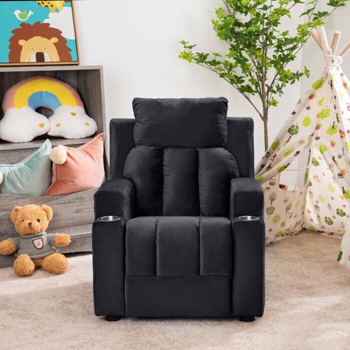 Magic Seats for Superheroes & Princesses, Sally Deluxe Kids Recliner with Footrest, Headrest, 2 Cup Holders
