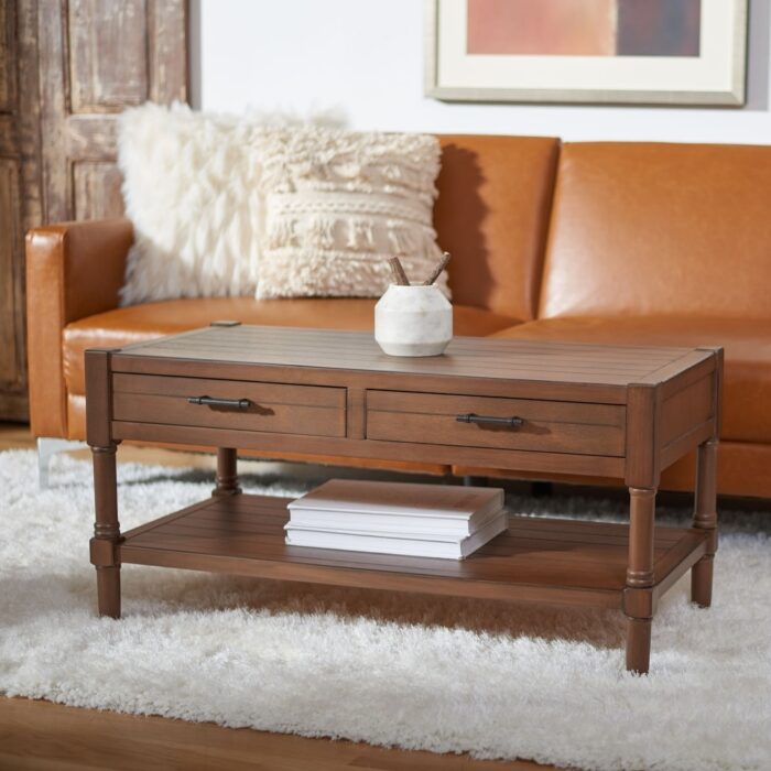SAFAVIEH Filbert 2-Drawer Bottom Shelf Coffee Table - 37.8" W x 19" L x 19" H - Image 2