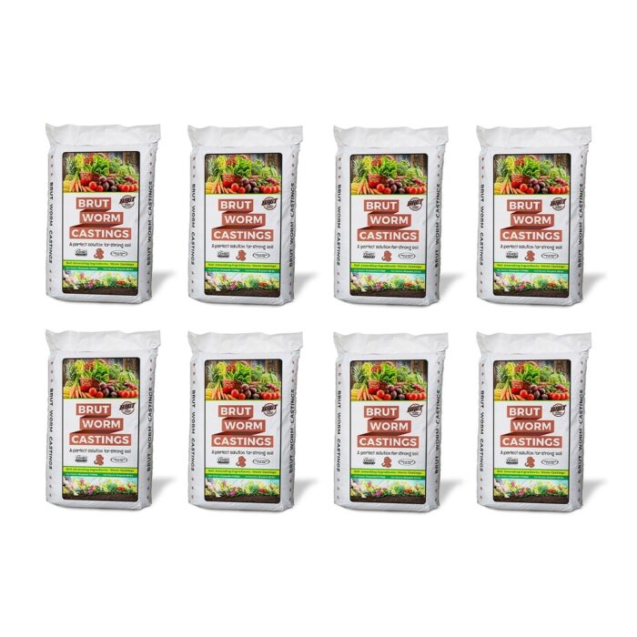 Brut Worm Farms Organic Worm Castings Soil Builder, 30 Pound Bag (8 Pack)