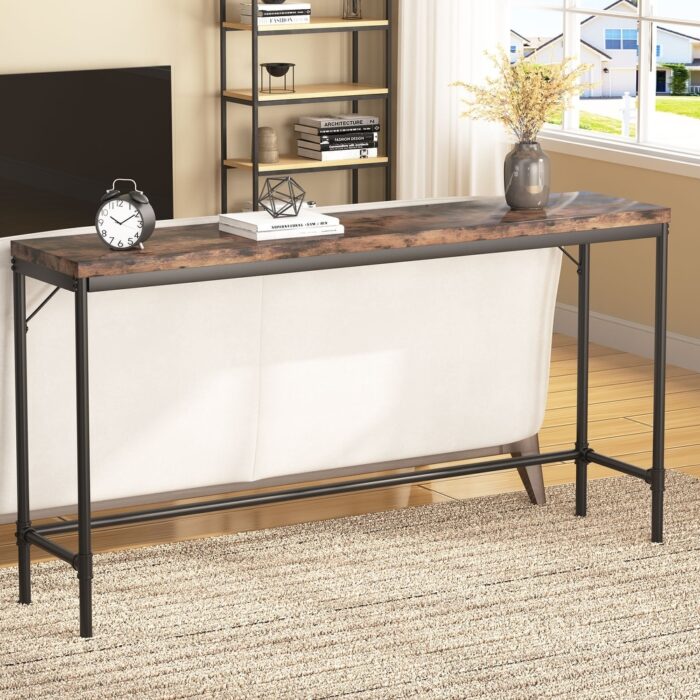 Narrow Console Table, Extra Long Industrial Sofa Table Hallway Table for Entryway - Image 2